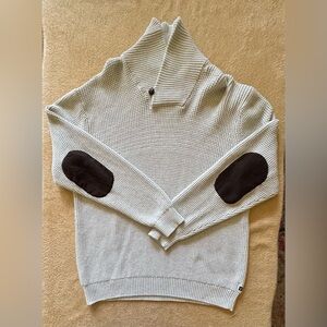 Chaps Cream Turtleneck Sweater with Brown Accents